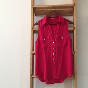 L’Agence 100% silk red blouse
